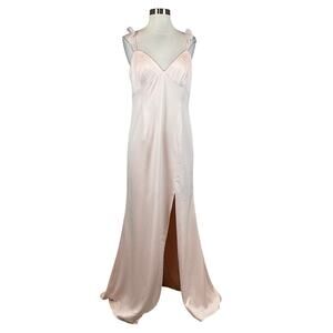 Adrianna Papell Crepe Chiffon Sleeveless A-Line Evening Gown Pink Size 8 Dress